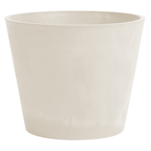 Pot de fleurs rond pour terrasse teinte blanc nacre