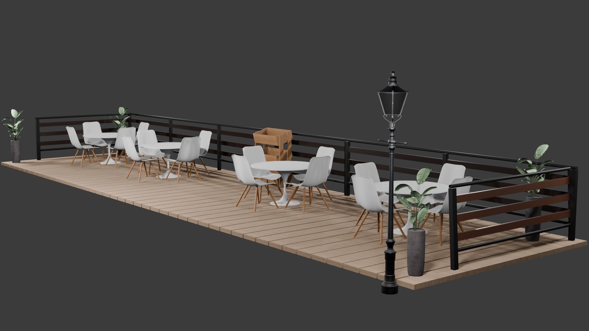 Terrasse estivale + rambardes + mobilier 3D 1
