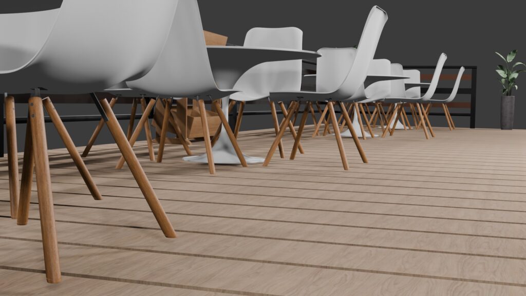 Terrasse estivale + rambardes + mobilier 3D 4